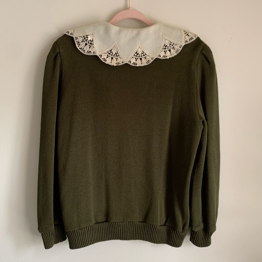 Vintage 80’s Wide Collar Button Cardigan Prairie L - Picture 6 of 8